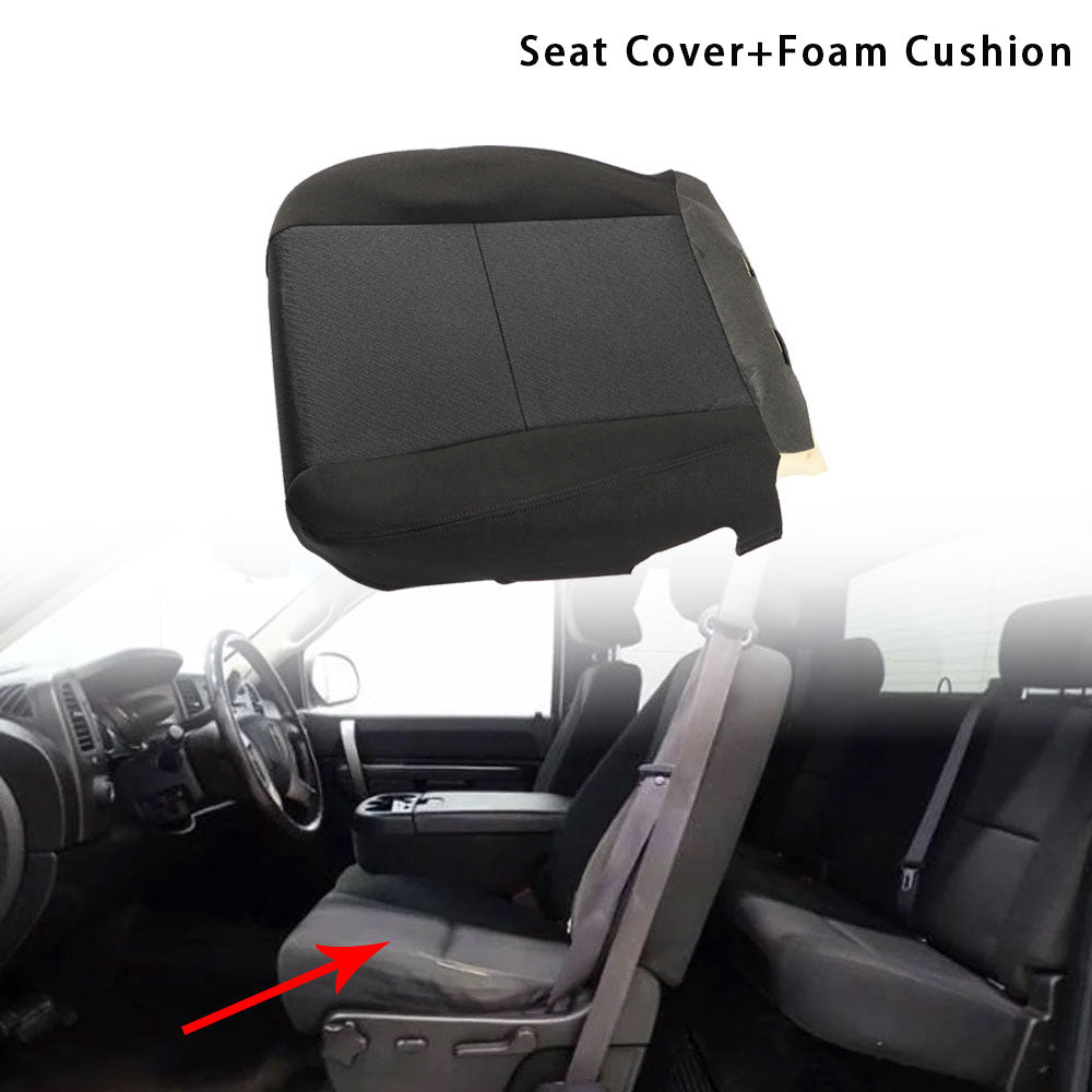 labwork Cloth Driver Bottom Seat Cover+Foam Cushion For 07-14 Chevy Silverado