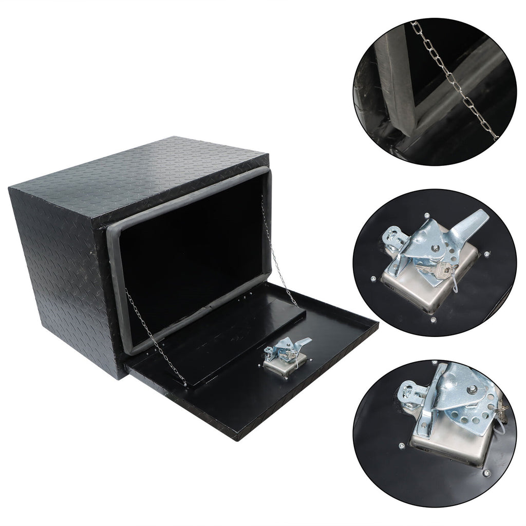 labwork 24 Inch Black Aluminum Diamond Plate Tool Box Organizer With Lock Key