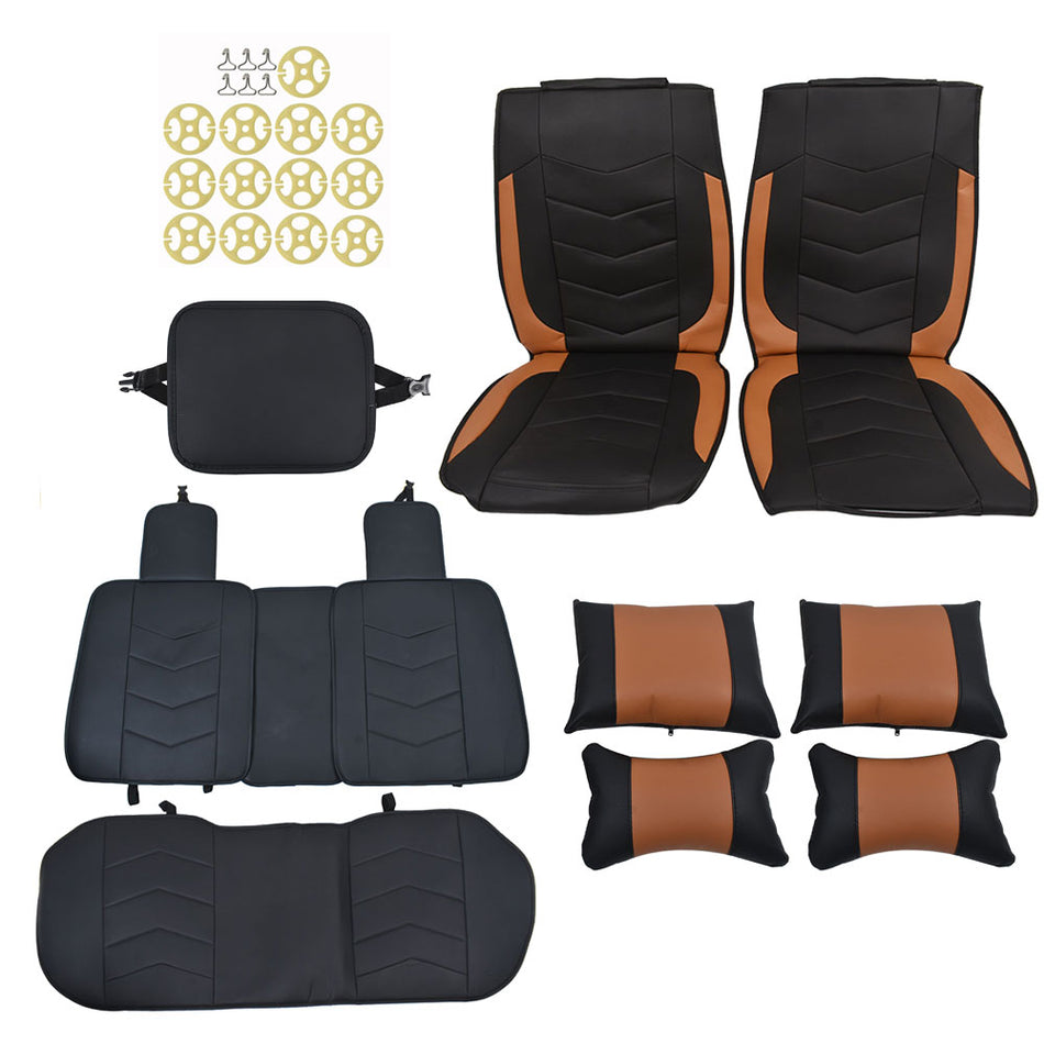 labwork Seat Cover Full Set Protector 14pc Car Black Orange 5Seats Waterproof