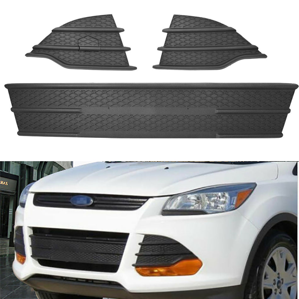 labwork 3PCS Front Bumper Lower Grille Fog Covers Black Plastic Replacement for 2013-2016 Escape CJ5Z17K945AA CJ5Z17E811AA CJ5Z17E810AA