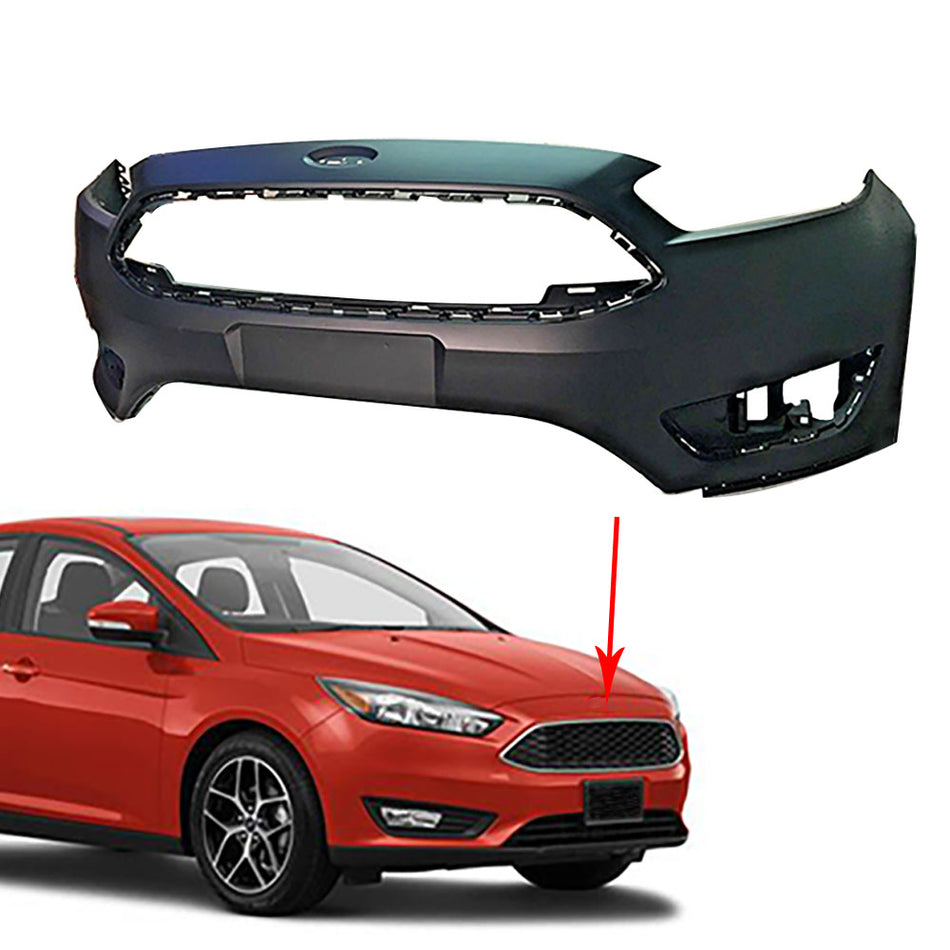 labwork Front Bumper Cover Black Replacement for Ford Focus 2015-2018