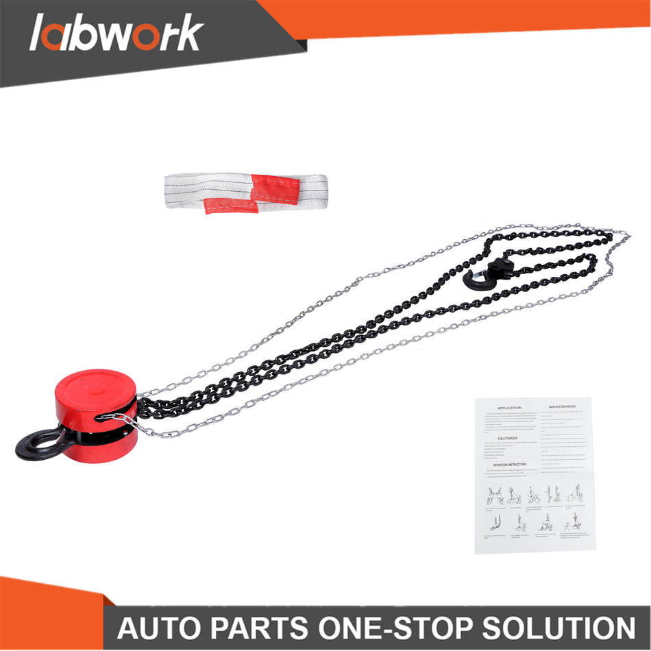 Labwork 6600lbs 10ft Manual Steel Chain Hoist Puller Block W/ 360° Swivel Hooks