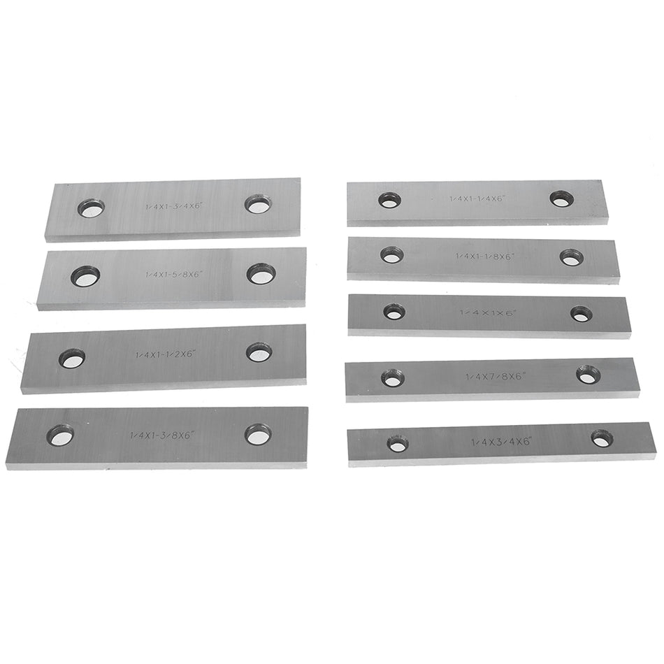 Set of 9 Pairs 1/4'' Steel Parallel 6'' Long 0.0002'' Square 3/4 to 1-3/4