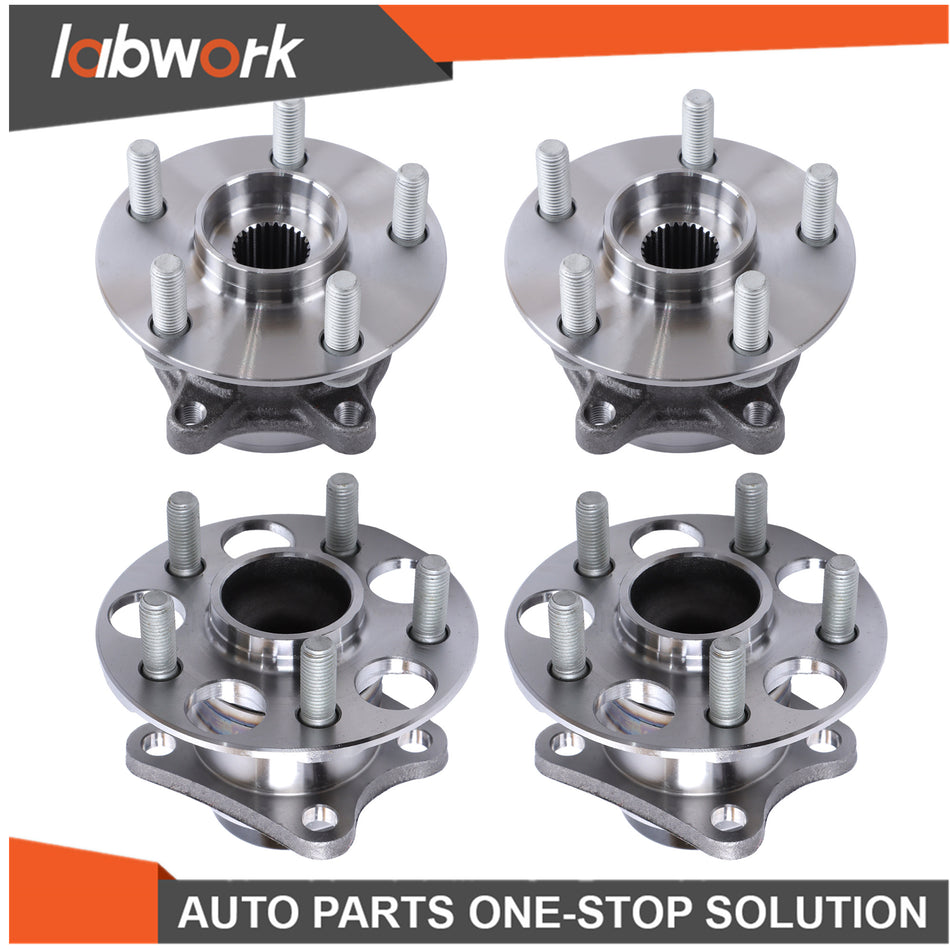 Labwork 4X Wheel Hub Bearings Front Rear FWD 2012-2015 For Toyota Prius Plug-in