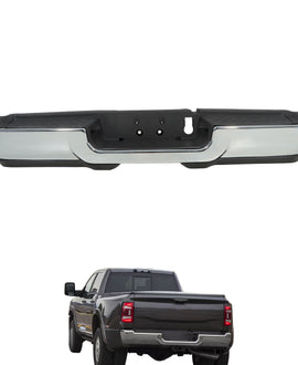 Chrome Rear Step Bumper Assembly Replacement for R-a-m 2500 2019-2024 Replacement for R-a-m 3500 2019-2024 without Park Assist Sensor Holes without Fog Lamp Hole