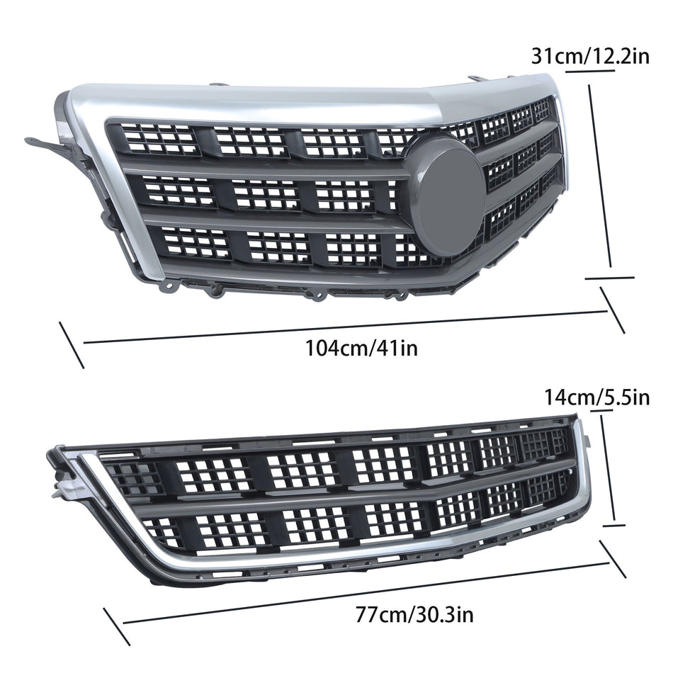 Labwork Front Upper Grille + Lower Grill Chrome For Cadillac ATS 2013 2014