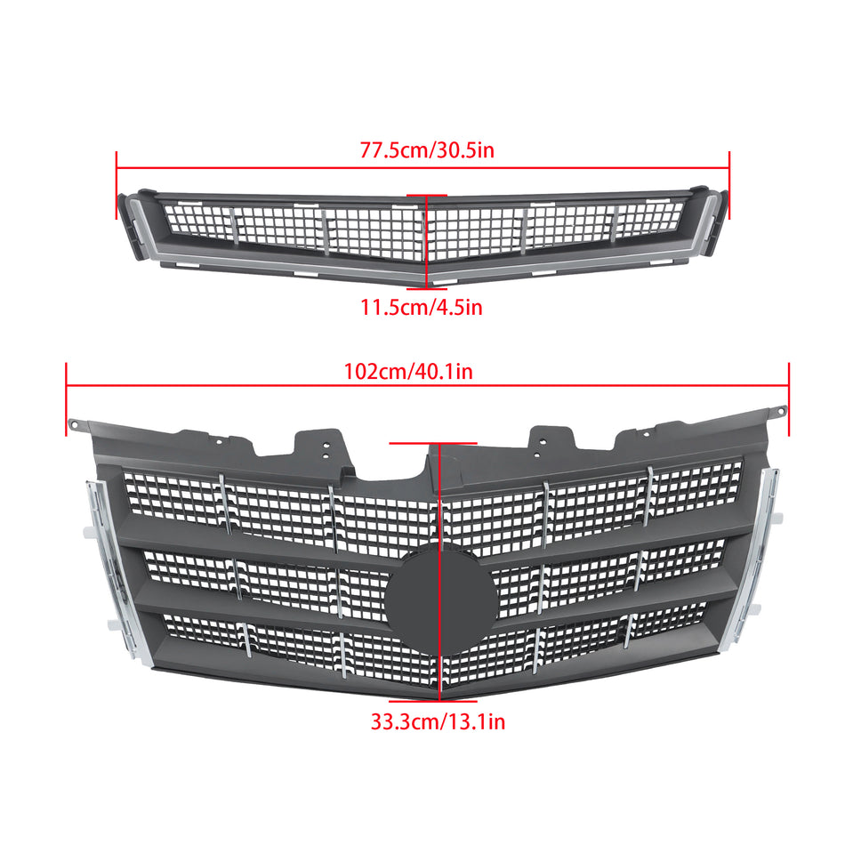 Labwork Front Upper & Lower Side Grill Set Plastic For Cadillac CTS 2008-2011