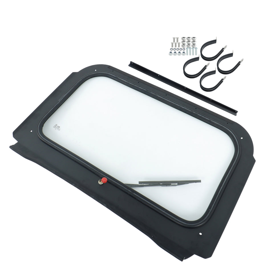 Full Glass Windshield w/ Wiper For 2008-2014 Polaris RZR 570, 800, XP 900 Black