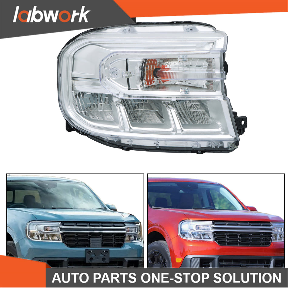 Labwork LED Headlight Chrome W/O LED DRL For 2022-24 Ford Maverick XL/XLT Right
