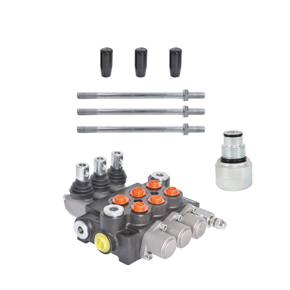 3 Spool Hydraulic Control Valve Double Acting 13 GPM 3600 PSI +Conversion Plug