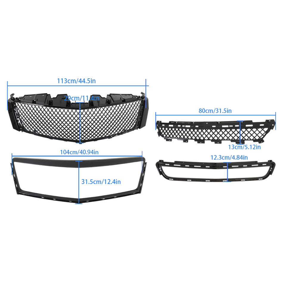 Labwork Front Upper Lower Grille + Outer Frame For 2013-2017 Cadillac XTS