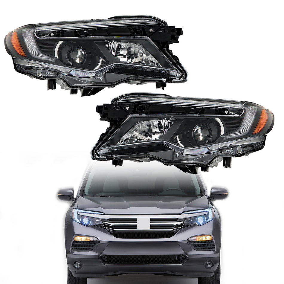 Labwork Left+Right W/DRL Headlight For 2016-18 Honda Pilot/17-20 Ridgeline RTL-T