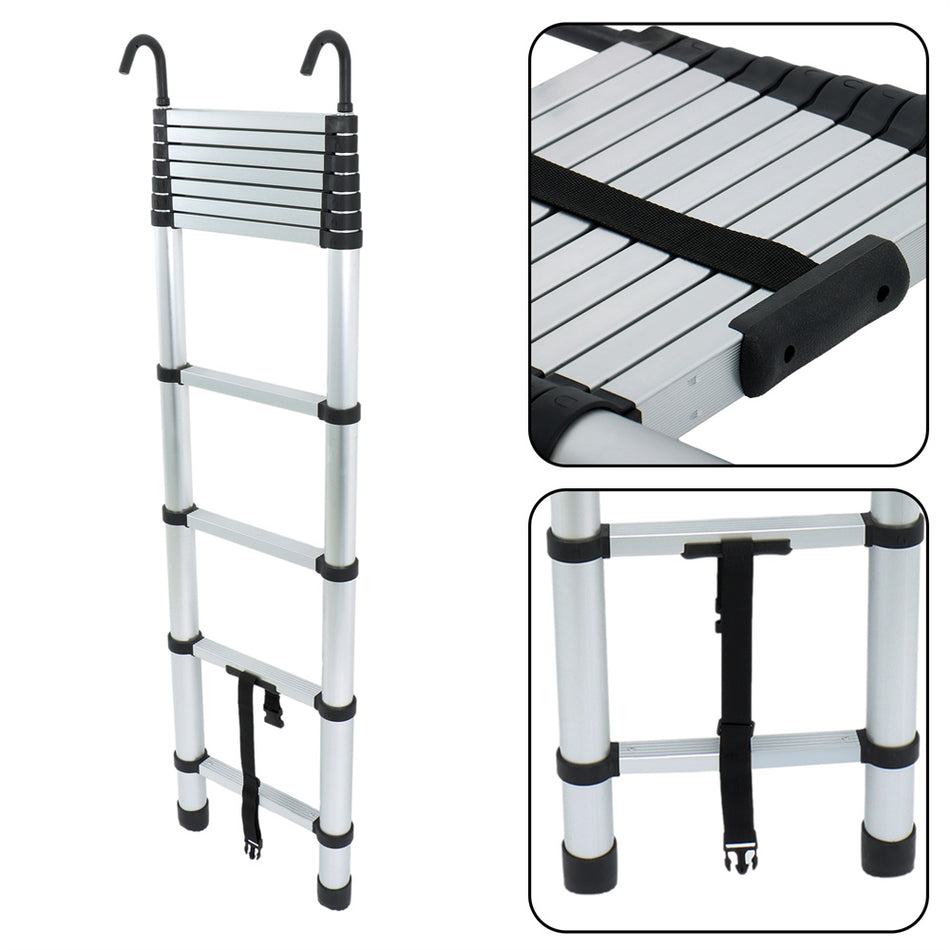 10.5 FT Telescoping Ladder Tall Ladder Folding Retractable Ladder W/ 2 Hooks