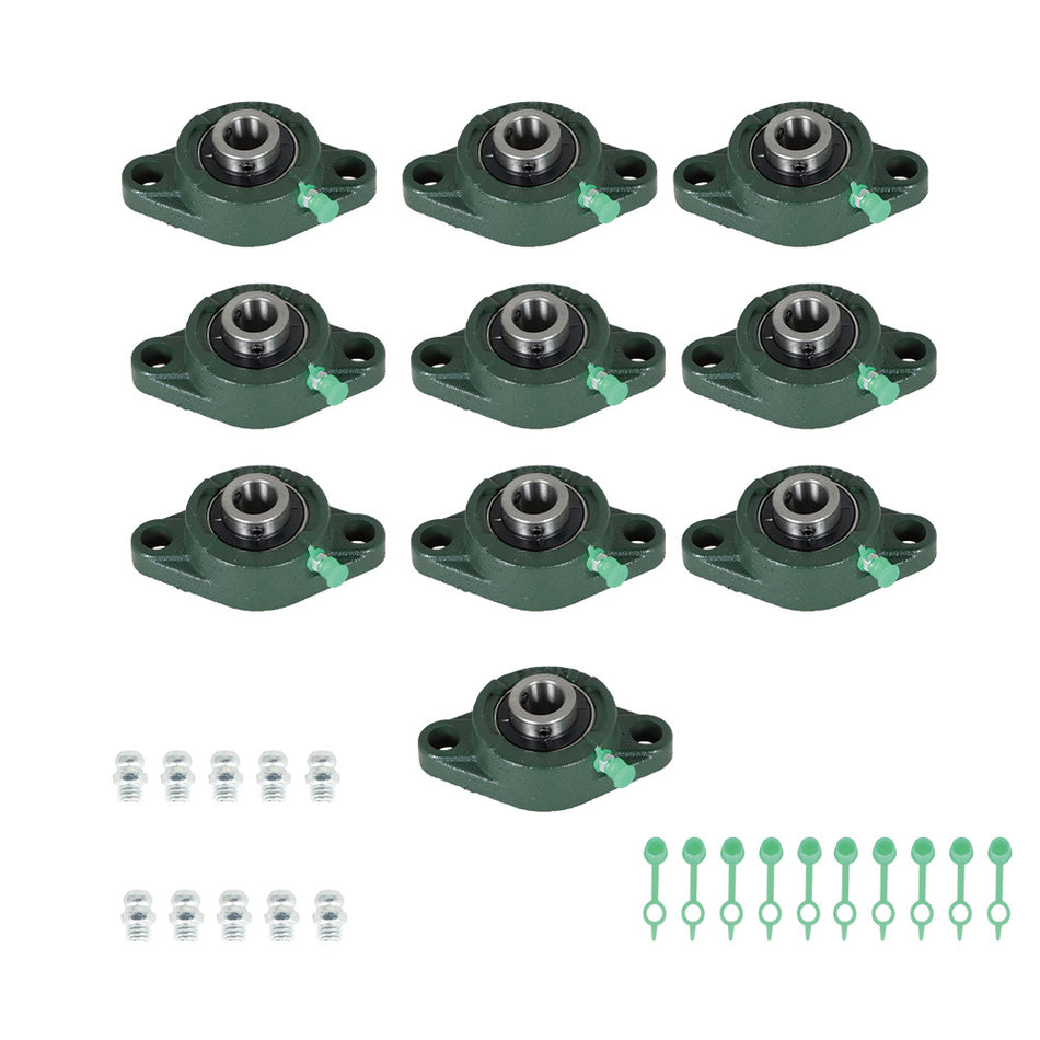 UCFL202-10 Solid Base  Pillow Block Flange Bearing 5/8" Bore 2 Bolt  (10 PCS)