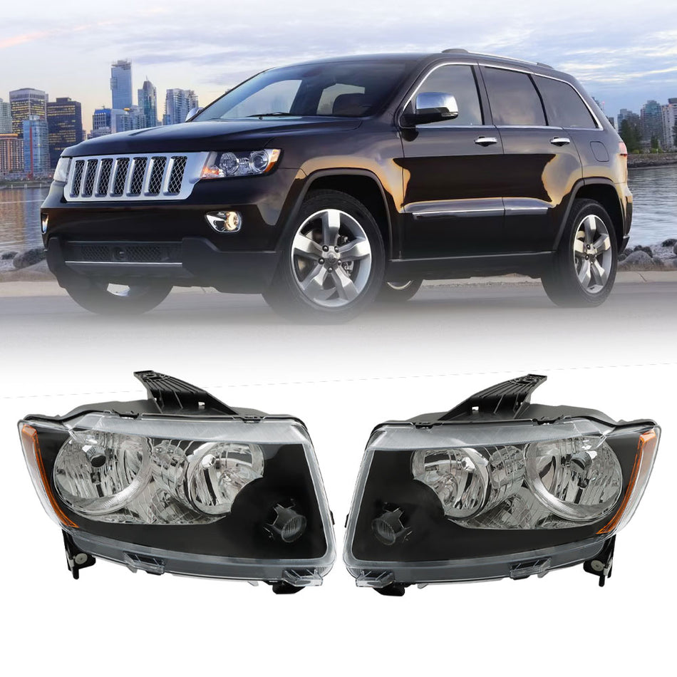 Labwork Left+Right Headlight For 2011-2013 Jeep Grand Cherokee Smoked Housing