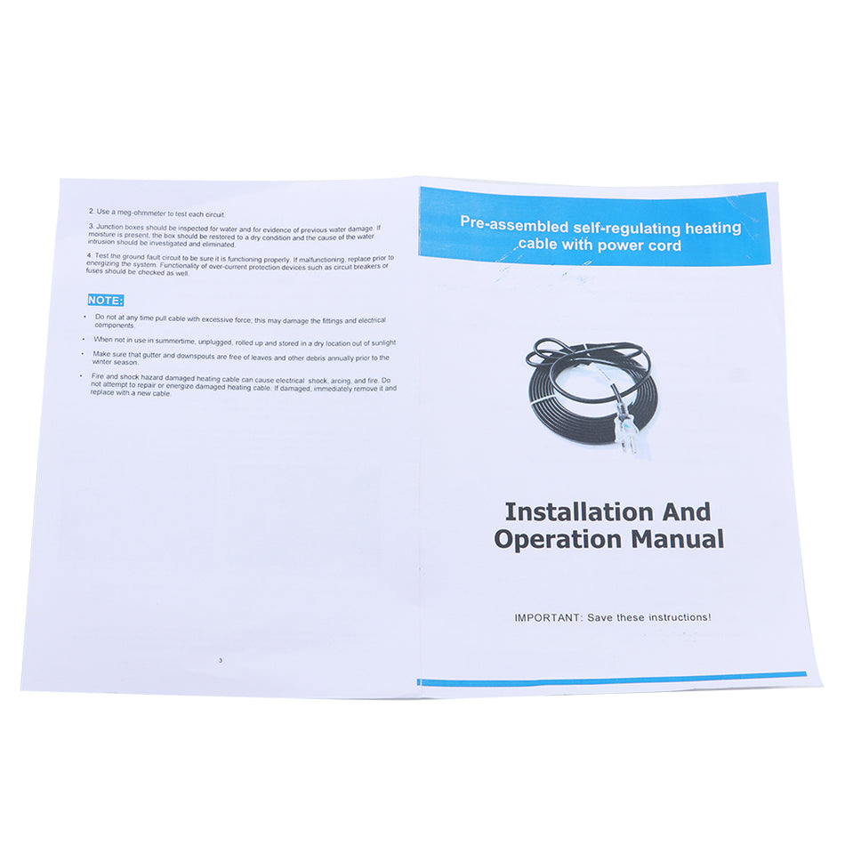 Heat Tape For Water Pipes Heating 50 Feet Cable For Pipe Freeze Protection 120V