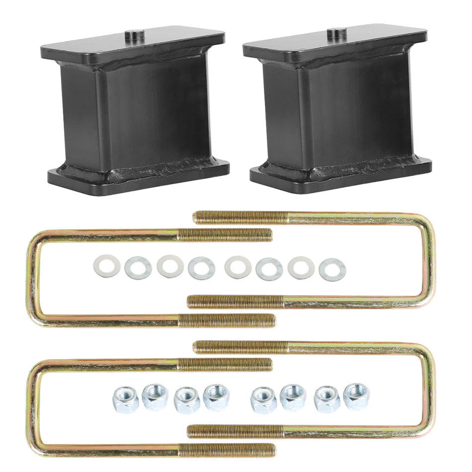Labwork 4" Rear Lift Blocks Kit w/ Ubolts For 1999-2007 GMC Sierra 1500