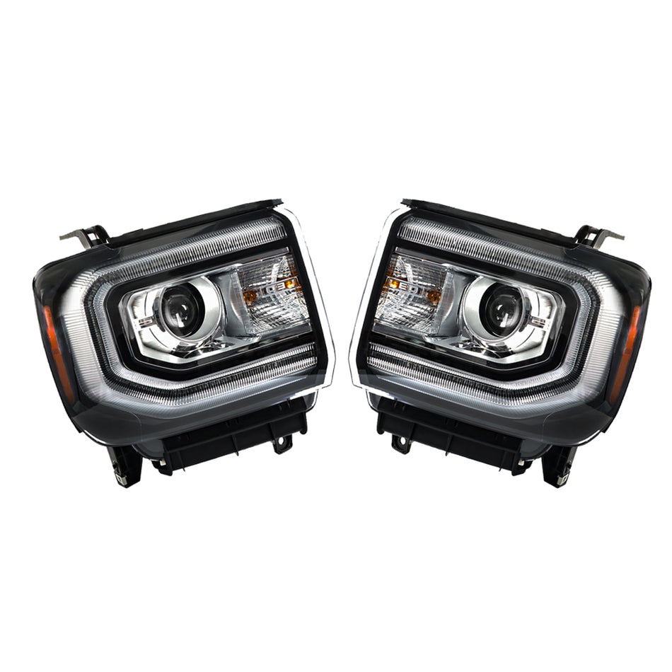 Labwork Right+Left HID Headlights For GMC Sierra 1500 2016-2018 W/o Ballast+Blub
