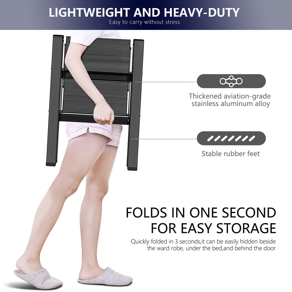 labwork Lightweight Ladder Portable Folding Step Stool with Wide Anti-Slip Pedal