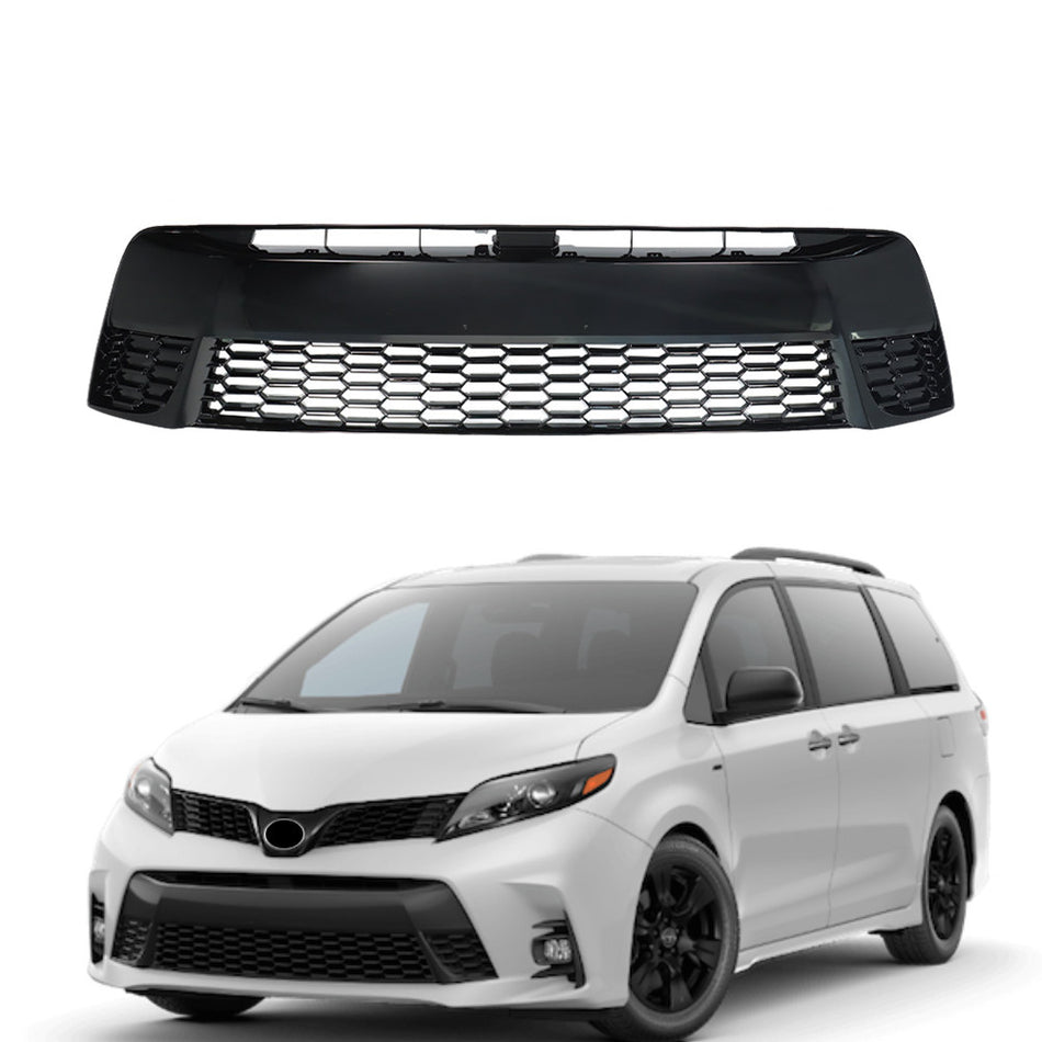 Labwork Front Bumper Lower Grille For 2018-2020 Toyota Sienna SE Gloss Black