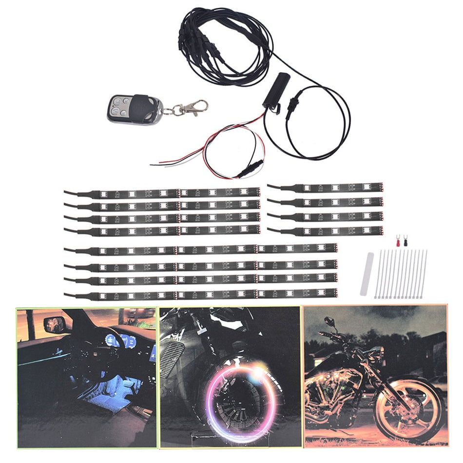 For  Davidson 12pcs Motorcycle ATV RGB LED Neon Under Glow Light Strip new