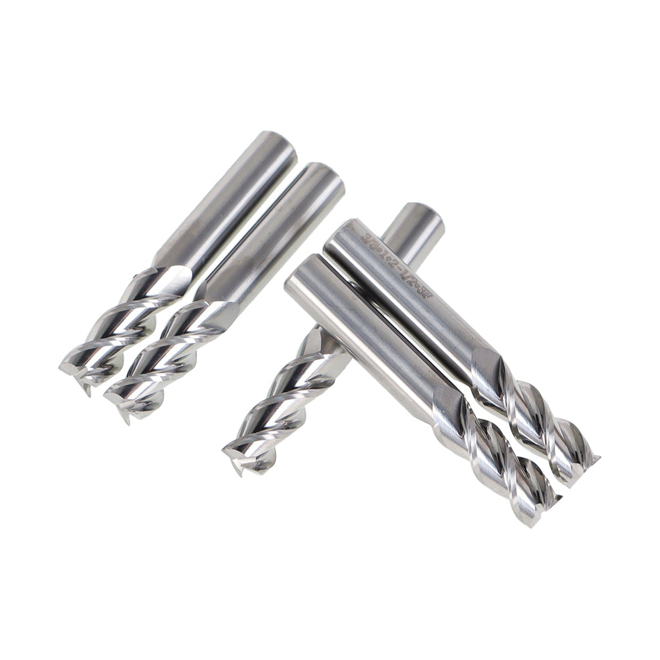 5 Pcs 3/8" Alu-Power 3 Flute End Mill Regular Length Carbide x 1" Cutting Length