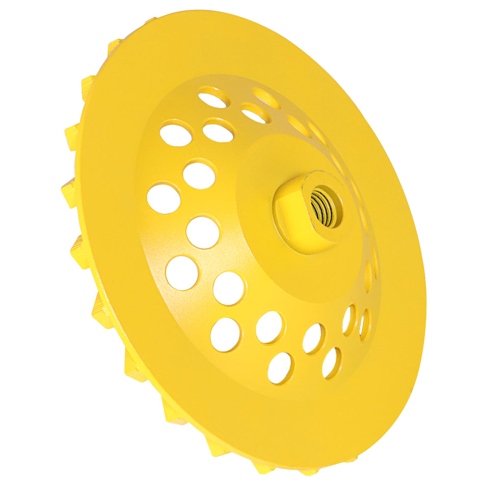 Yellow Grinding Wheel 7-Inch Diamond Cup Concrete Arbor 5/8 - 11-Inch RPM 8600