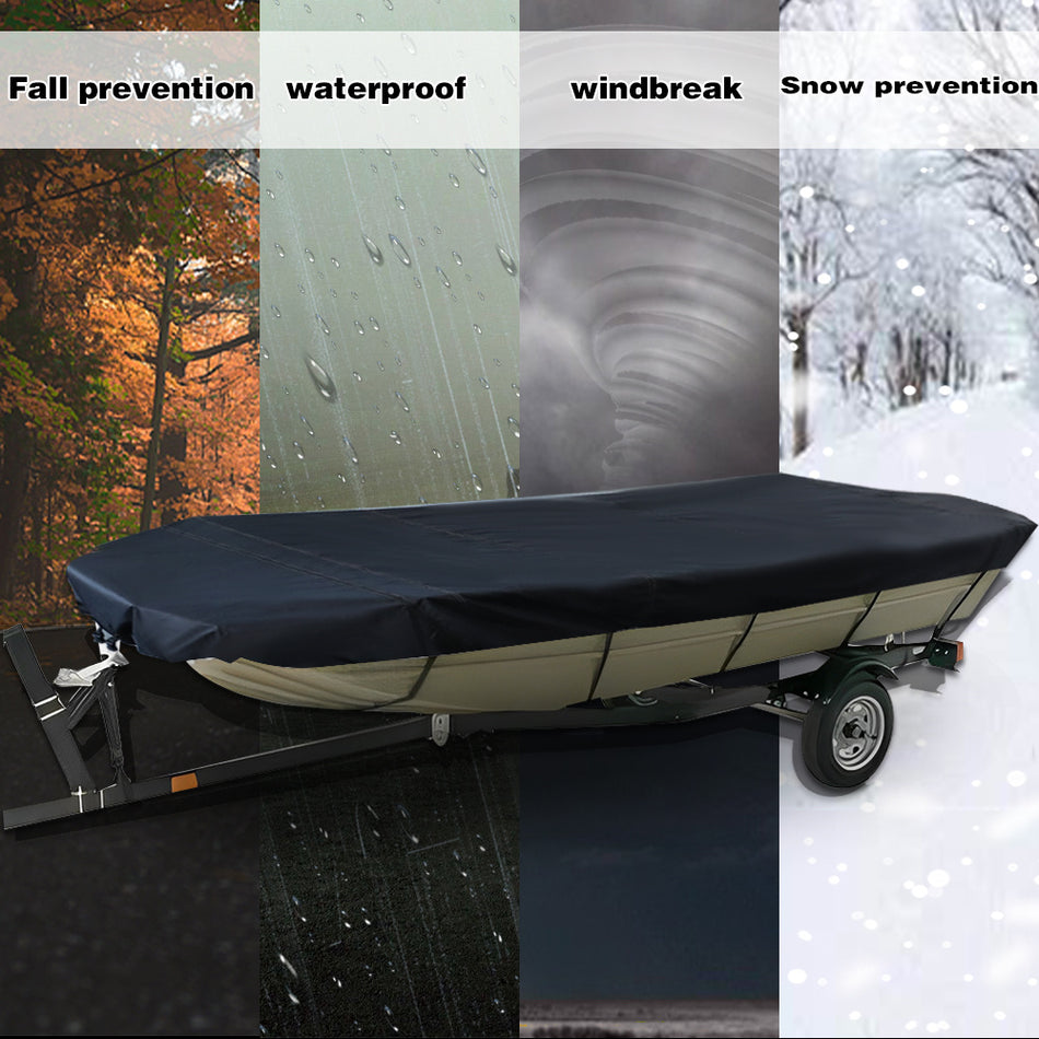 12ft 14ft 16ft 18ft Waterproof Heavy Duty Towable For Jon Boat Cover Black 600D