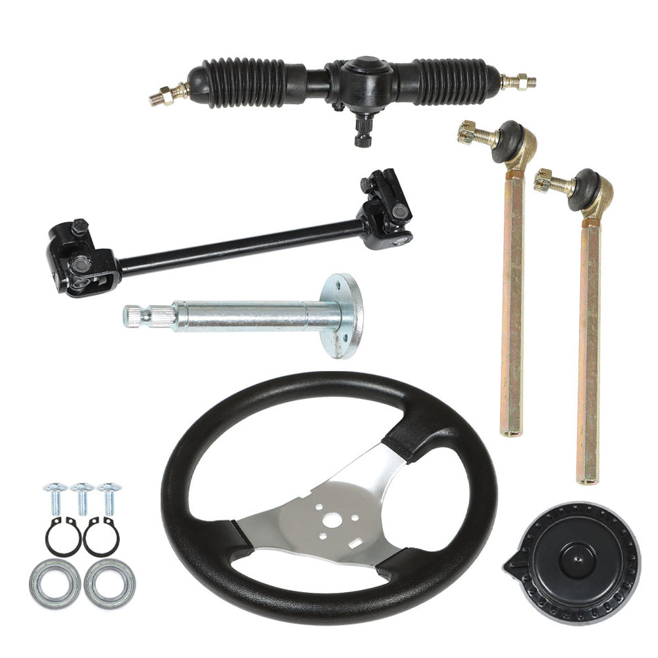 Steering Wheel Steel Kit Gear Rack Pinion Adjustable Shaft for 110cc Go-Kart