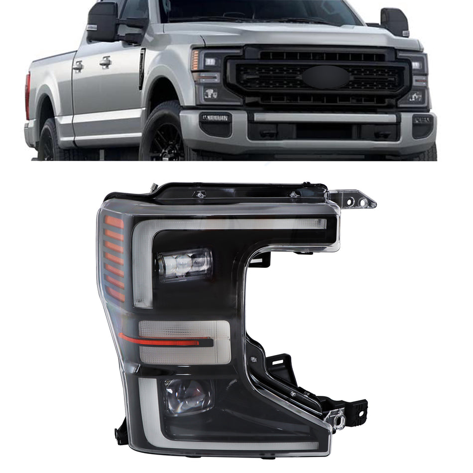 Right Side Headlight Assembly Chrome Housing Replacement for F250 F350 2020 2021 2022 Headlight Replacement for LC3Z13008J