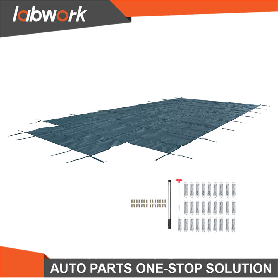 Labwork Inground Pool Safety Cover Fits 16x32ft With Center Steps Mesh Solid