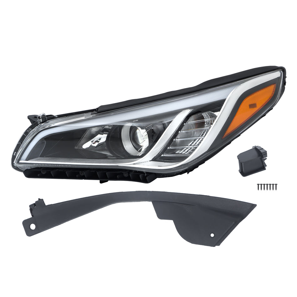 Labwork Left Side Headlights Assembly For 2015-2017 Hyundai Sonata Chrome Clear