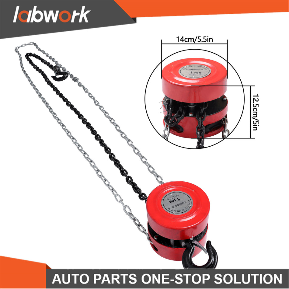 Labwork 2200 LBS Capacity 7 FT Lift Chain Hoist G80Mn Chain Manual Hoist Steel