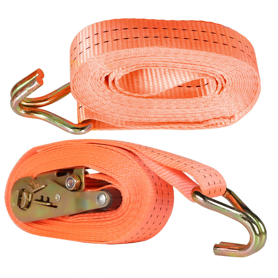 4 Piece 1.5" x 20' 4000 lbs Orange Ratchet Straps J Hook Heavy Duty Tie Downs US