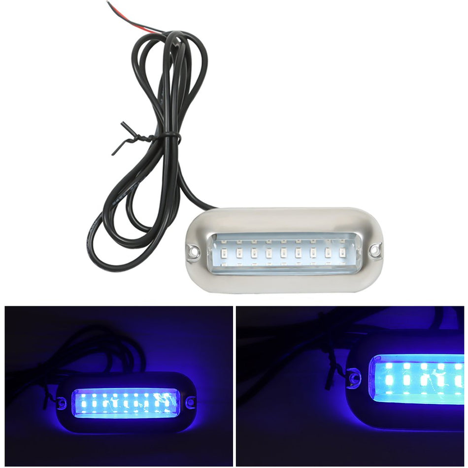 Blue 27 LED Boat Lights Stainless Steel MarineTransom Light Underwater Lamp