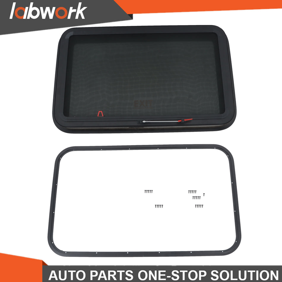 Labwork 36" W x 22" H RV Exit Window w/Trim Ring Emergency Push Out Window