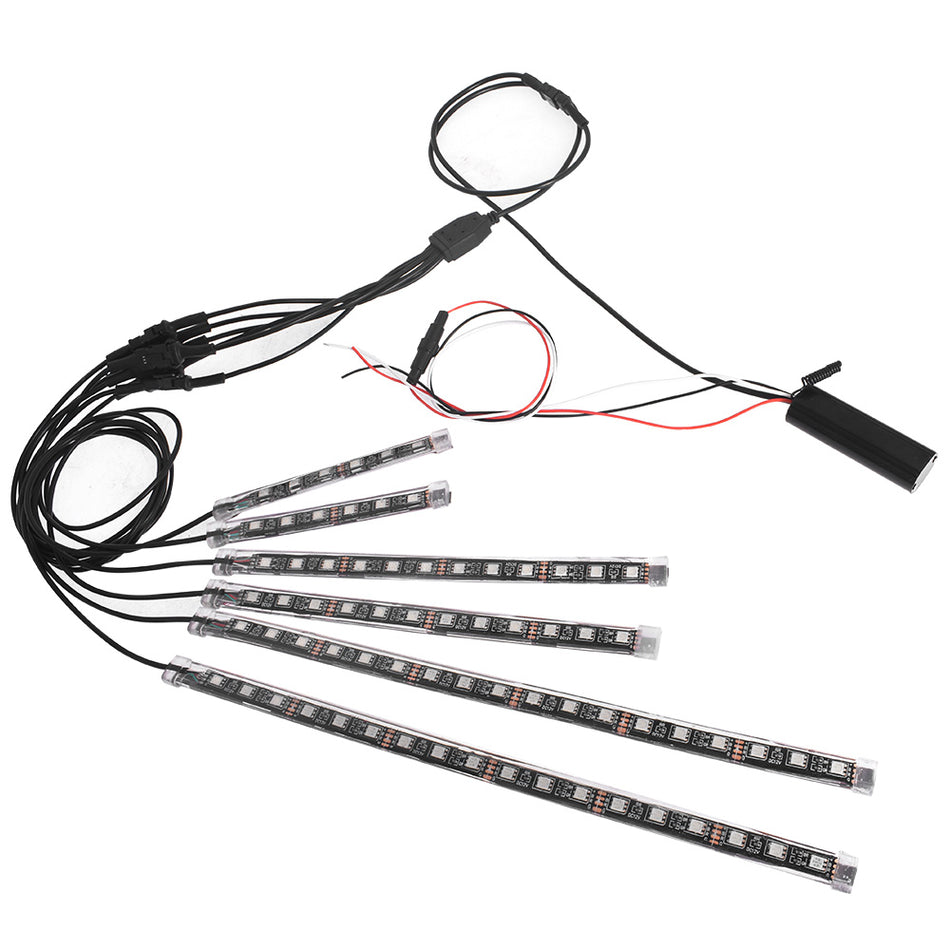 6pc Motorcycle RGB 120 LED Neon Under Glow Lights Strip For