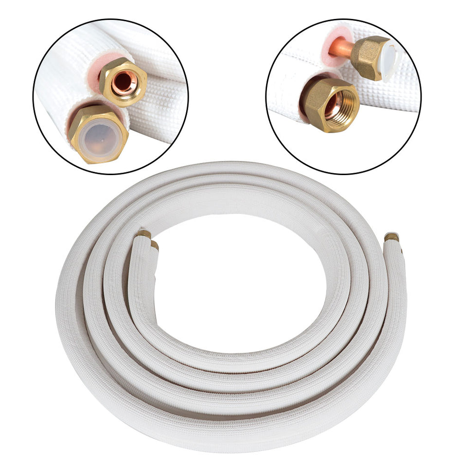 Mini Split Heat Pump Systems 16 Feet 3/8 Inch - 5/8 Inch Dia Install Kit White