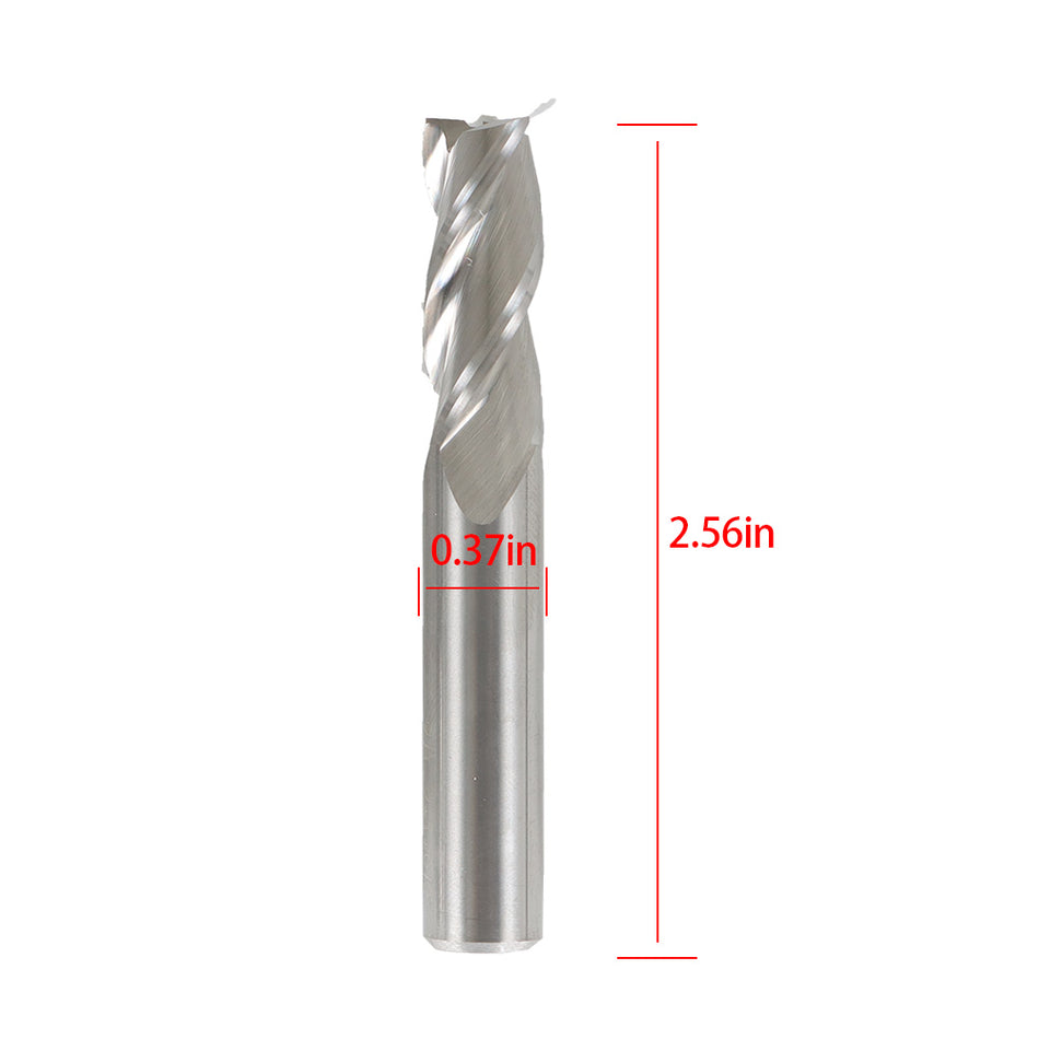 3Pcs 3 Flute End Mill 3/8" Diameter x 1" Length of Cut x 2-1/2" Overall Length
