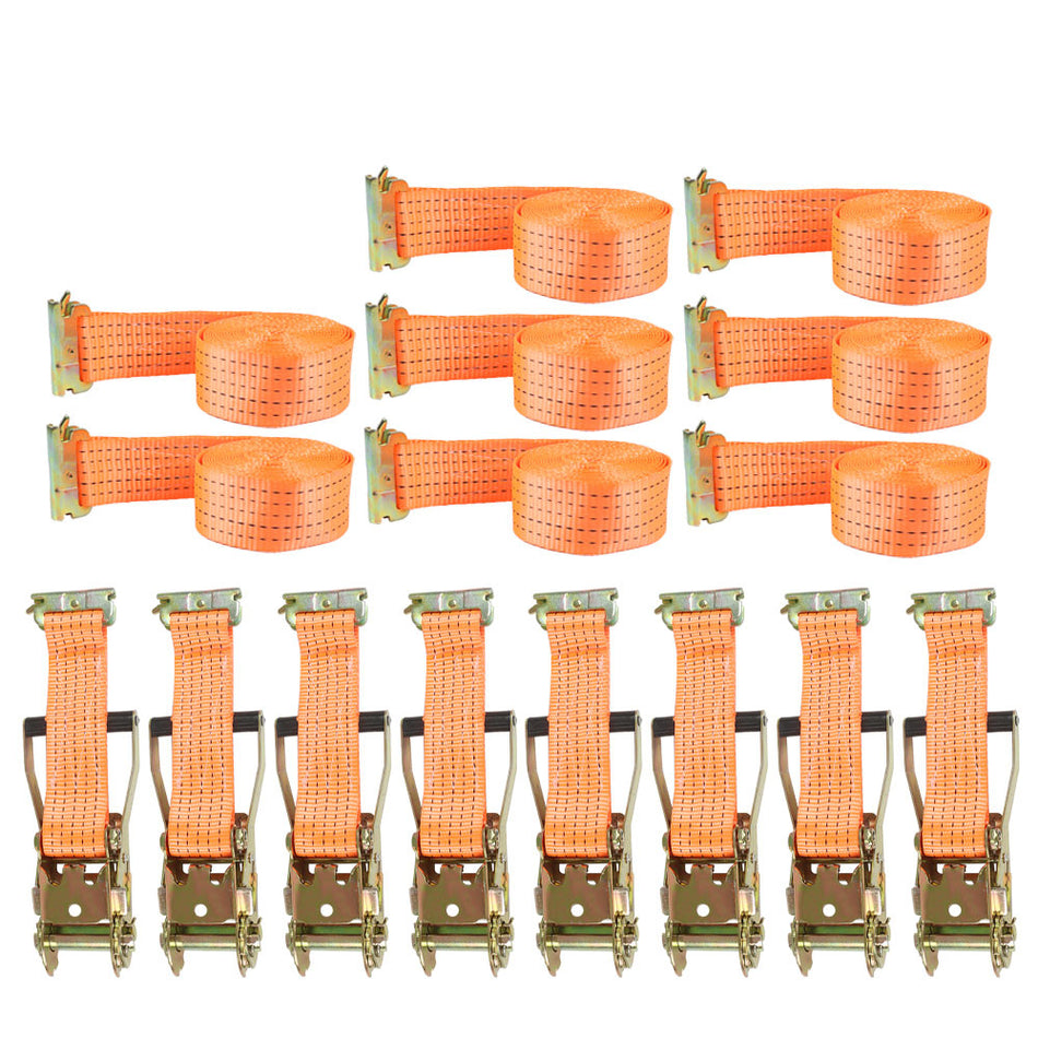 8 Set 2" x 15' 4000-lbs E-Track Ratchet Heavy Duty Straps Polyester Tie Down New