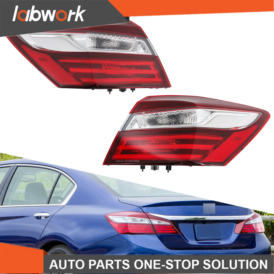 Labwork Tail Lights Assembly For 2016-2017 Honda Accord Sedan Passenger+Driver