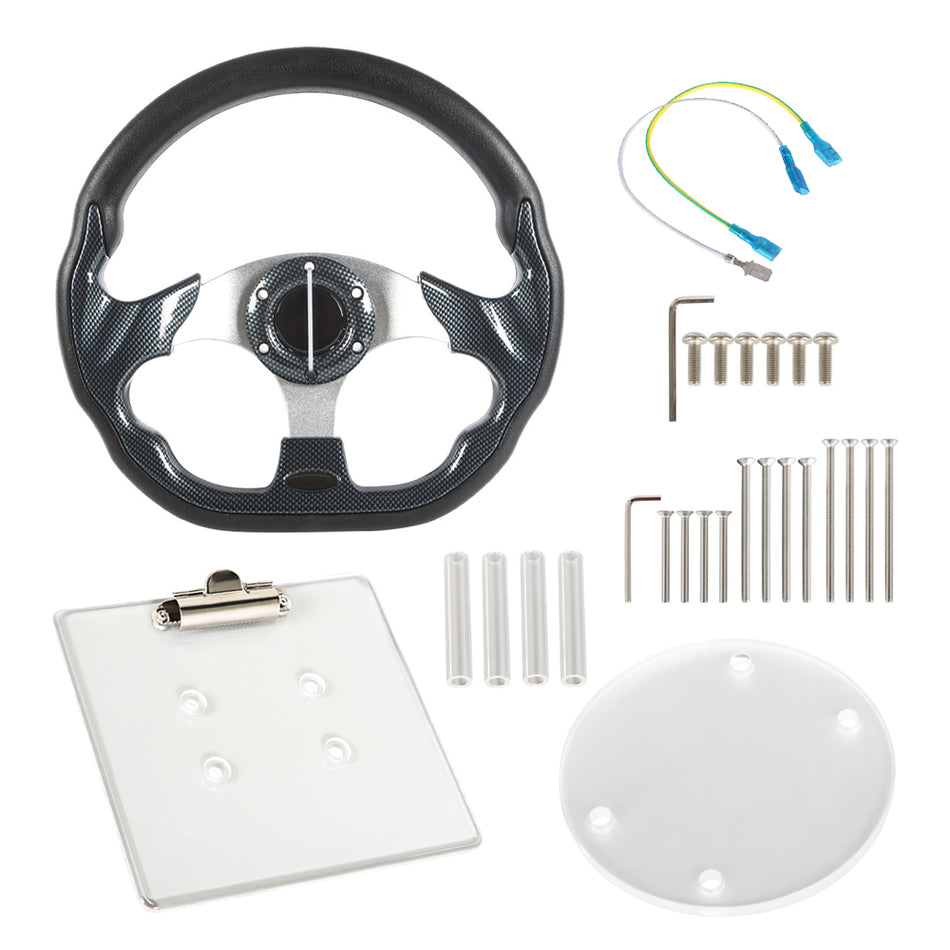 carbon fiber Steering Wheel+Score Card Holder For Ezgo and Yamaha Golf Cart