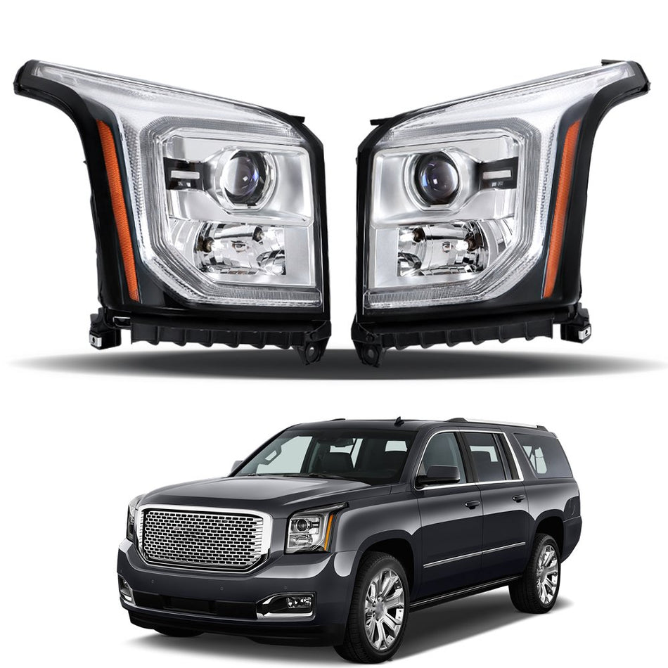 Labwork RH+LH [Halogen] Projector Headlights For GMC Yukon 2015-2017 W/LED DRL