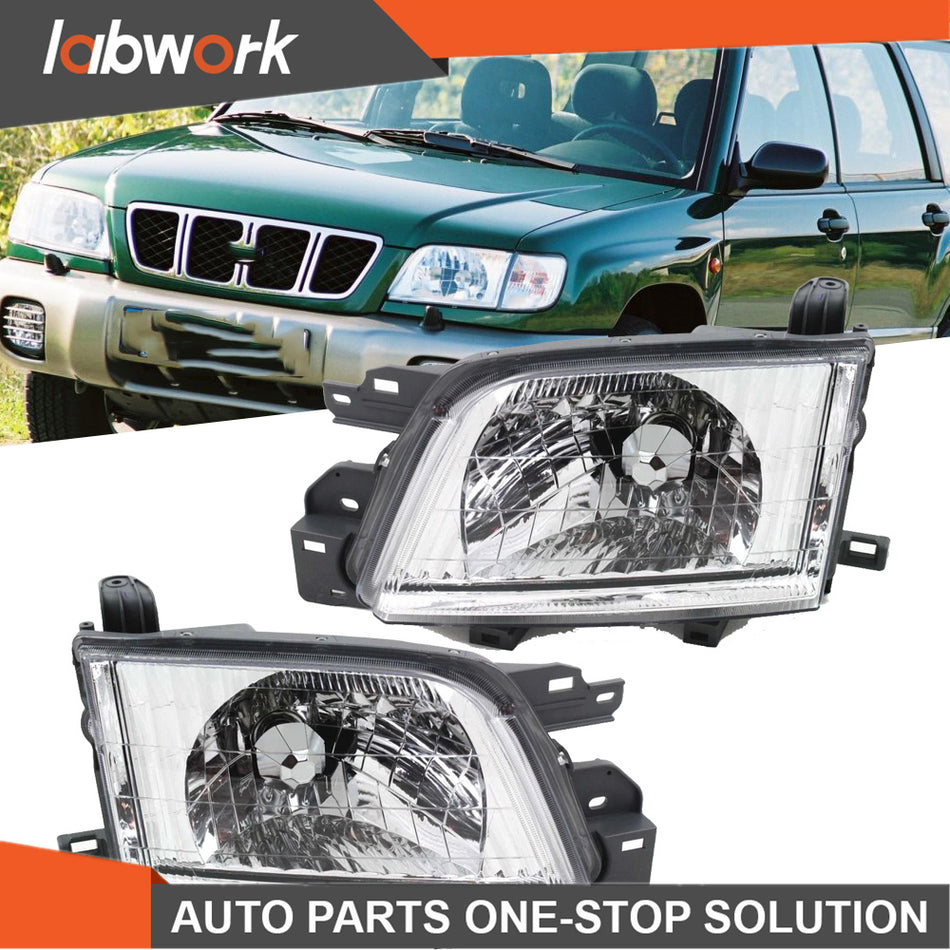 Labwork Headlight Assy For 2001-2002 Subaru Forester Halogen Chrome Left+Right