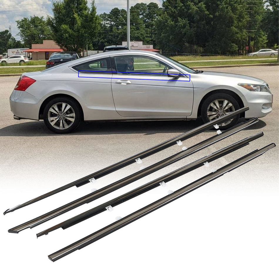 Labwork Chrome Weatherstrip Window Moulding Trim Seal Belt For 2008-2012 Accord