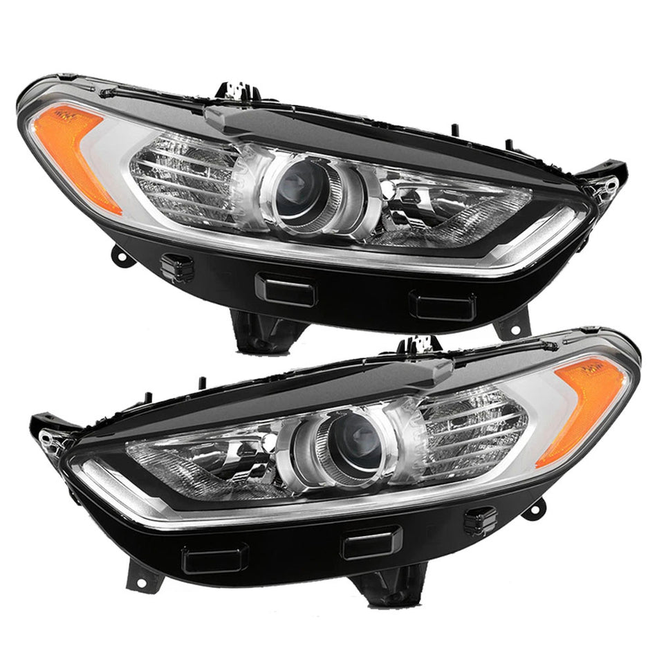 Labwork Left+Right Side Headlight For 2013 2014-2016 Ford Fusion Chrome Housing