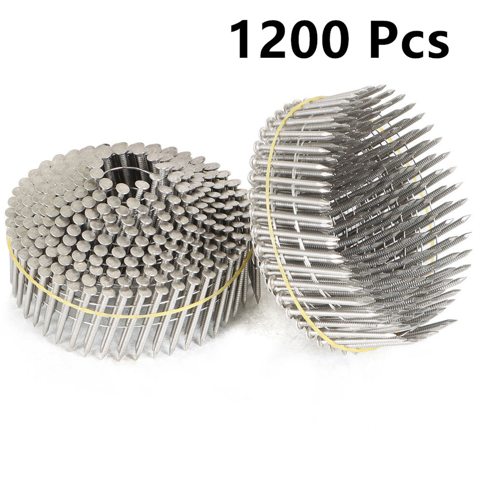15Degree Wire Coil 1200Pack 1-1/2” ×.09” Ring Shank Stainless Steel Siding Nails