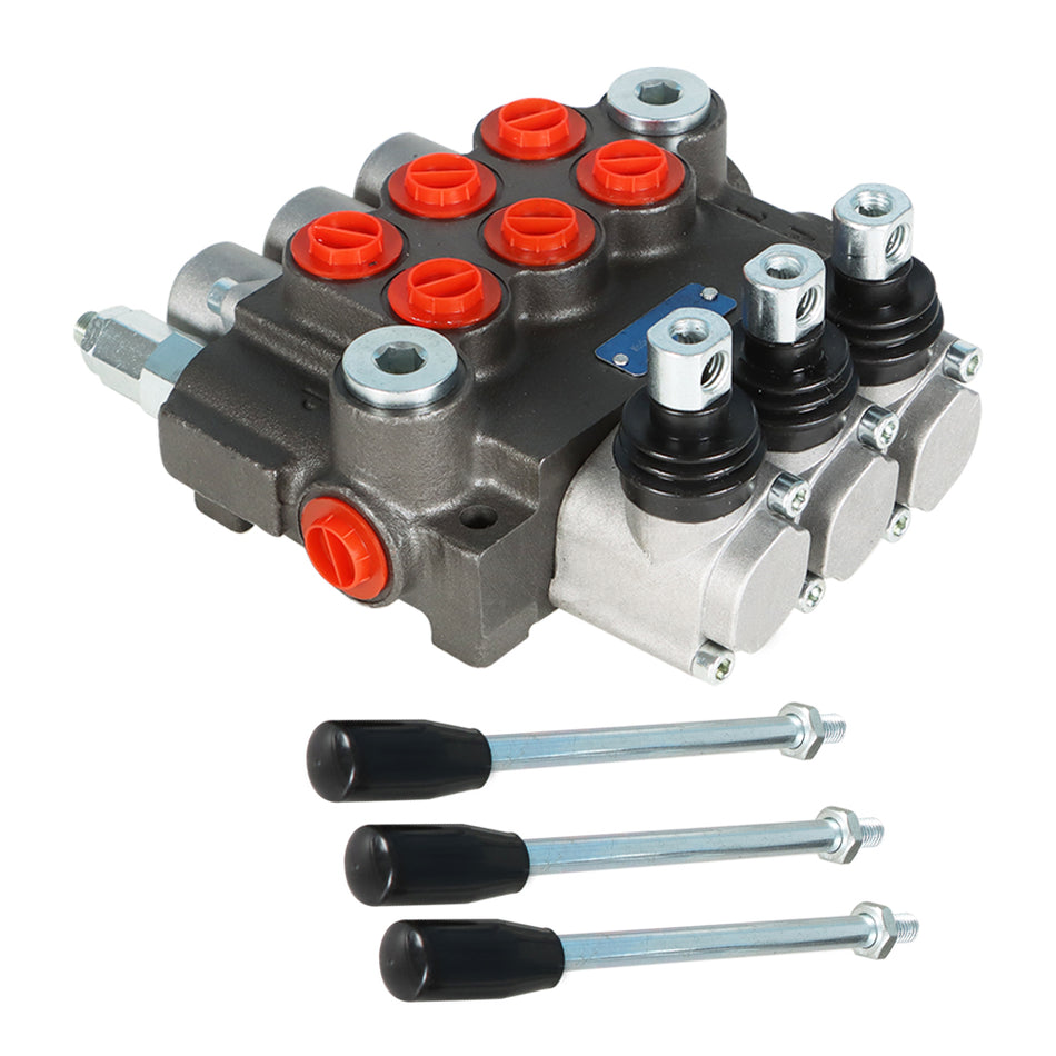 3 Spool P40 Hydraulic Directional Valve, manually operated, BSPP Interface，13GPM