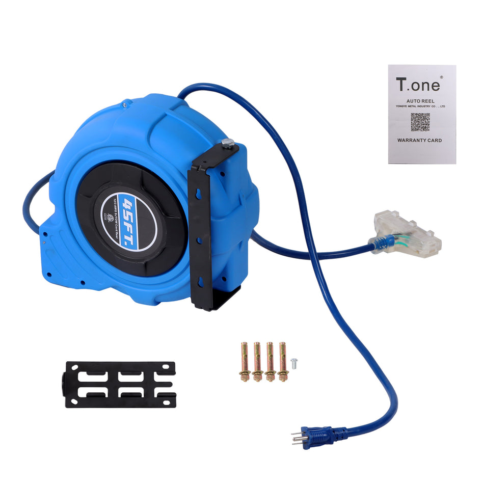 Retractable Extension Cord Reel Power Cord Reel 12AWG/3C 45FT SJTOW