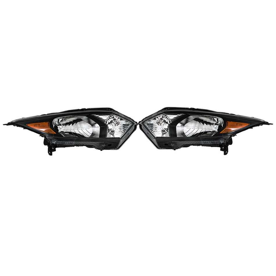 Labwork Left+Right [Halogen] Black Headlights Headlamp For 2016-2018 Honda HR-V